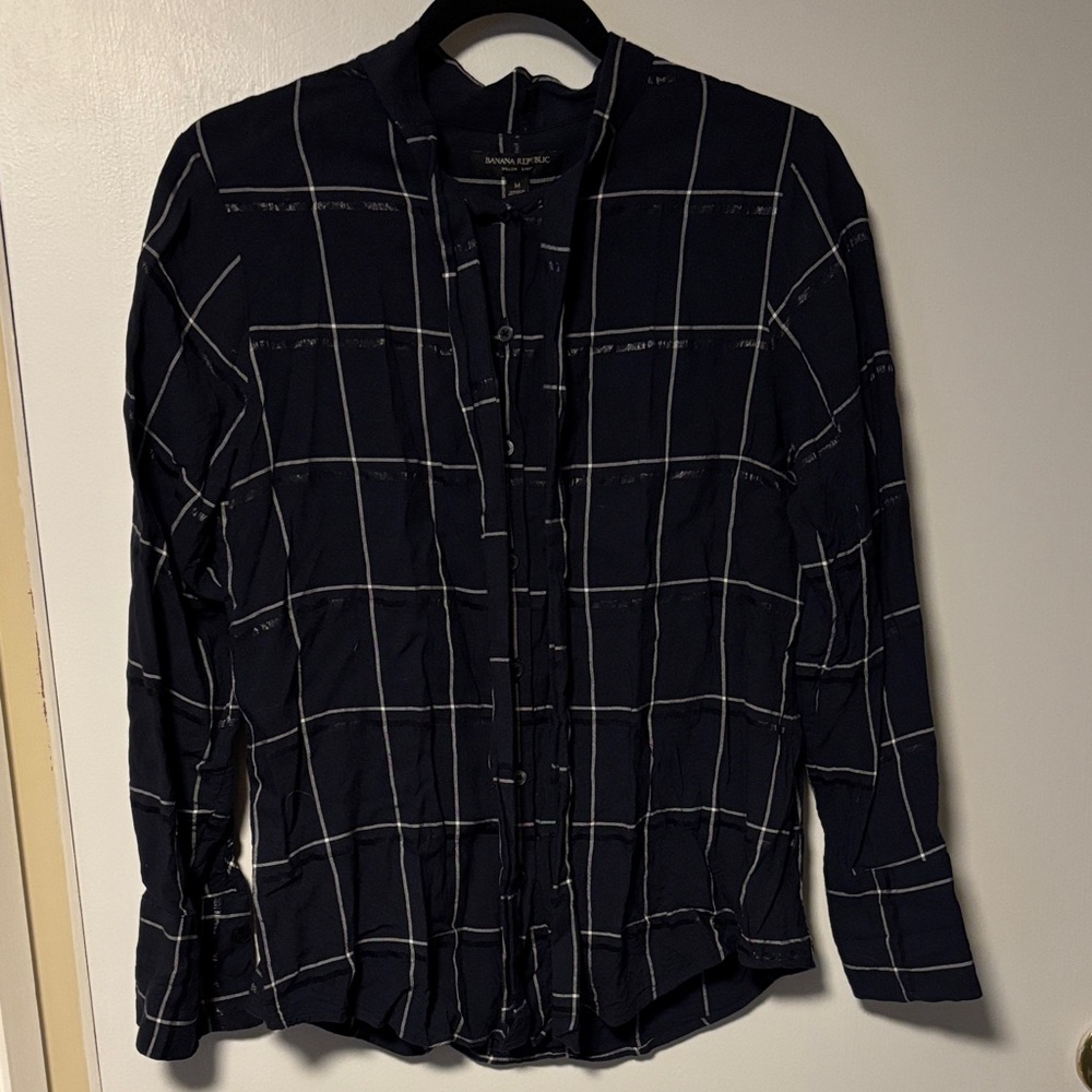 Banana Republic Dark Blue Plaid Shirt